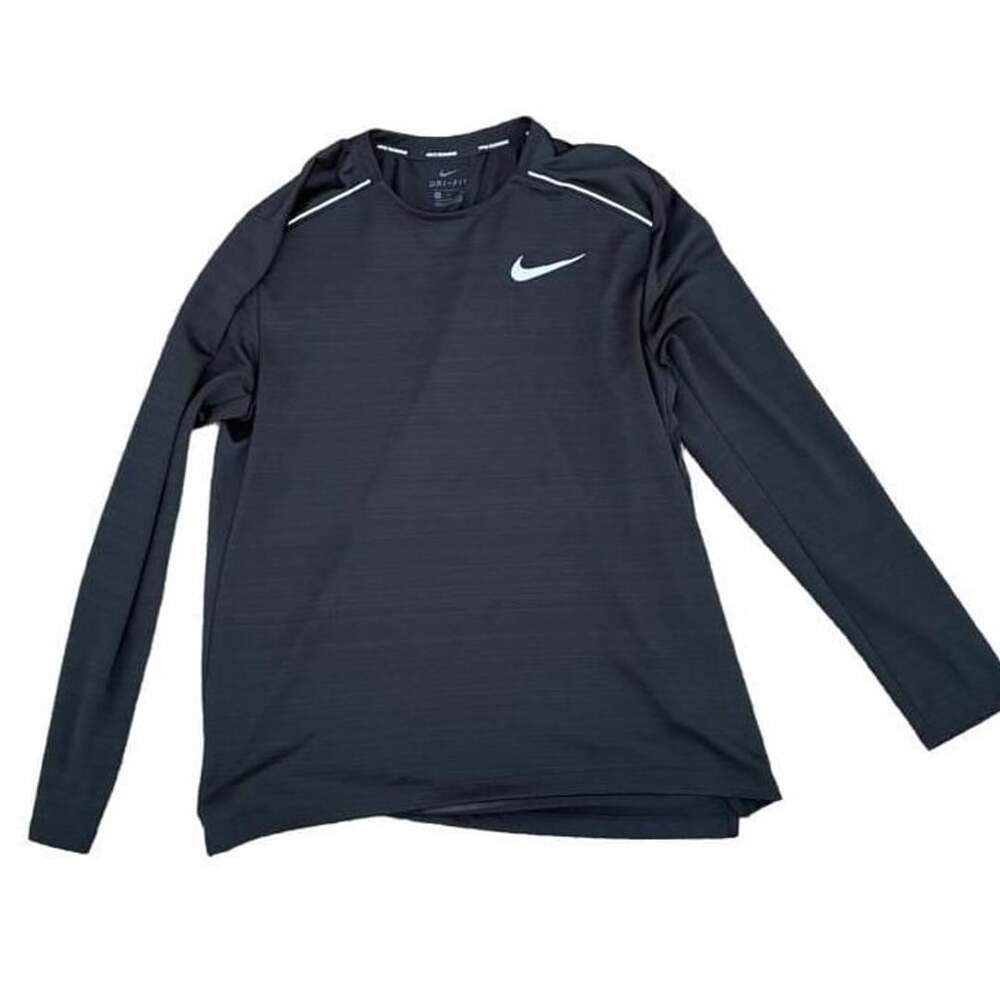 Nike Dri-FIT Miler Long Sleeve Running Shirt Size S Black